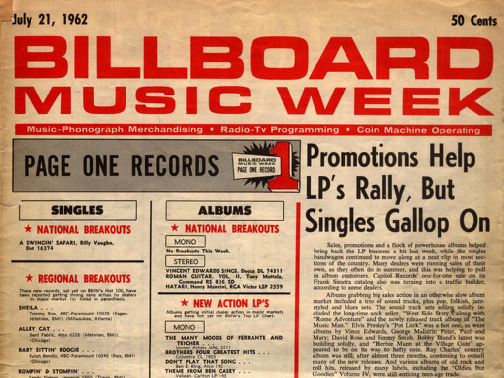 Une couverture de Billboard Music Week de 1962 - Source : The Conversation